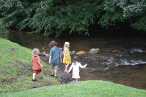 When kids tired of the spectacle they retreated to the banks of the New River for some quality wading.